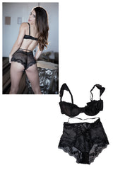 Abbie Maley Black Lace Bra and Panties worn in her shoot with Striplv Magazine