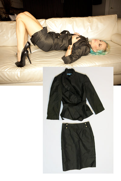 Danielle Trixie "Antonio Melani" Skirt & Jacket Suit in size 0 as seen in her shoot with STRIPLV Magazine
